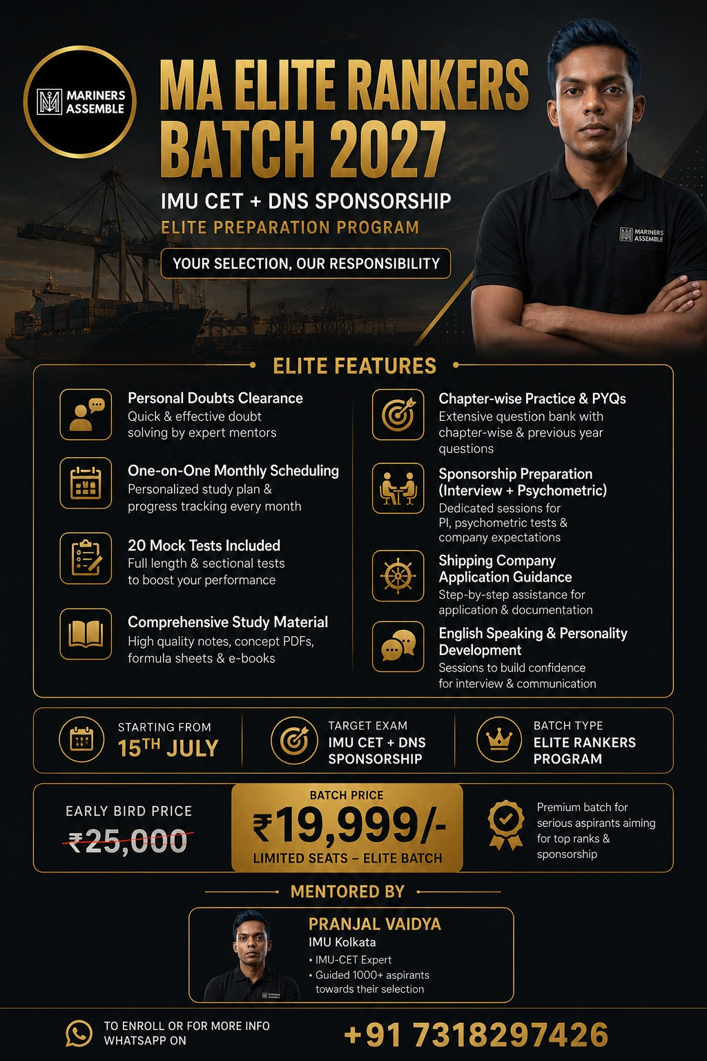 MA Elite Rankers Batch 2027 – IMU CET + DNS Sponsorship Preparation Program